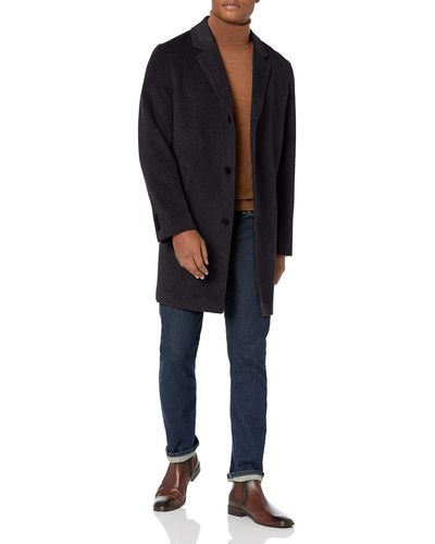Cole Haan Wool Plus Topper Button Front Coat - Black