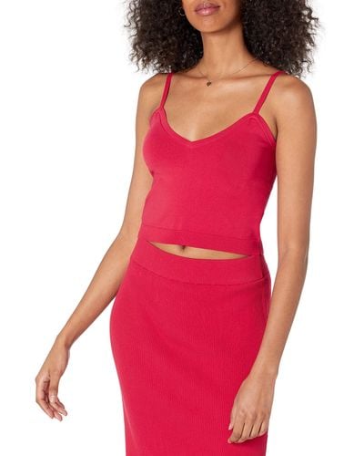 The Drop Roni V-neck Cropped Jumper Tank - Red
