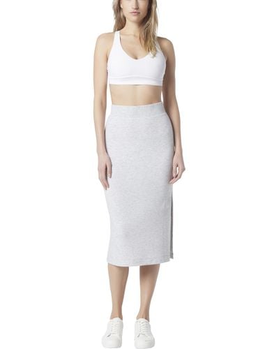 Andrew Marc Stretch French Terry Midi Skirt - White