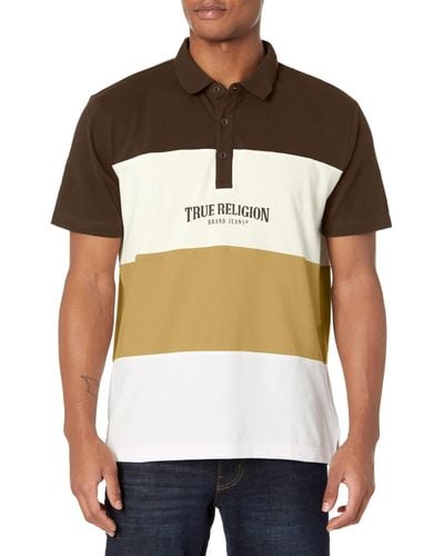 True Religion Brand Jeans Short Sleeve 4 Panel Polo Shirt - Brown