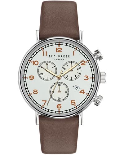 Ted Baker Gents Brown Eco Genuine Leather Strap Watch - Metallic