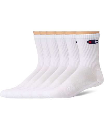 Champion Mens Double Dry Moisture Wicking Logo 6 Or 12 Pack Crew Casual Sock - Black