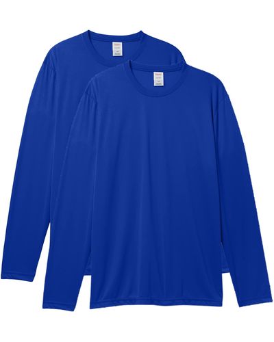 Hanes Long Sleeve Cool Dri T-shirt Upf 50+ - Blue