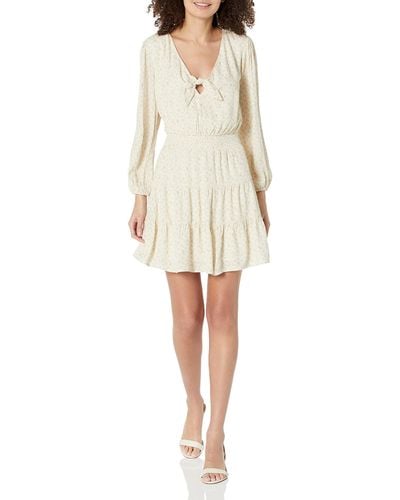 PAIGE Sandee Three Quarter Sleeve Mini Day To Night Dress In White Multi - Natural