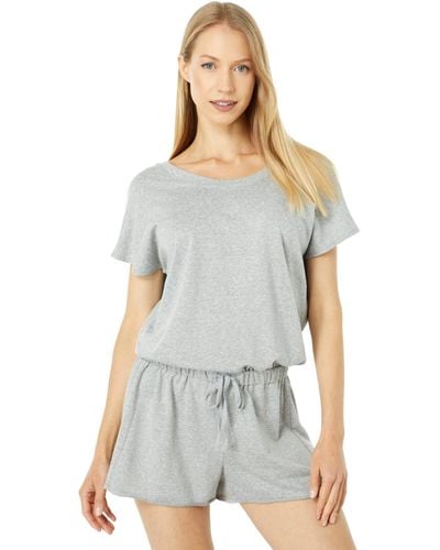 Splendid Heavenly Short Sleeve Pajama Romper - Gray