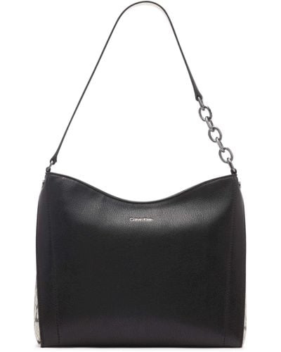 Calvin Klein Nova Chain Hobo Shoulder Bag - Black