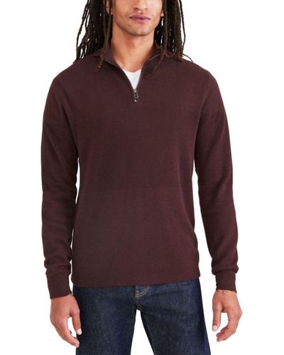 Dockers Regular Fit Long Sleeve Quarter Zip Sweater, - Purple
