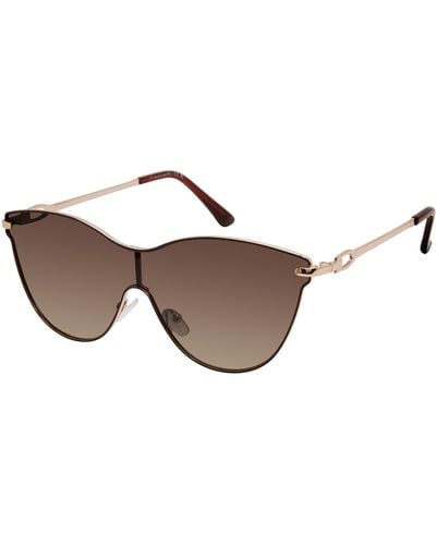 Tahari Th890 Metal Shield 100% Uv400 Protective Cat Eye Sunglasses. Elegant Gifts For Her - Black
