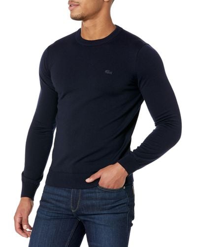 Lacoste Crew Neck Merino Wool Sweater - Blue