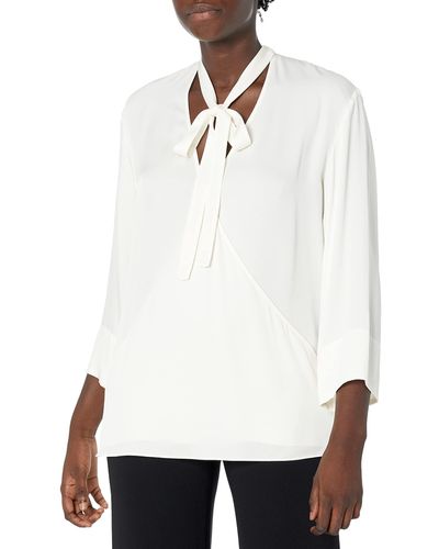 Theory 3/4 Sleeve Relaxed Wrap Vneck Top - White