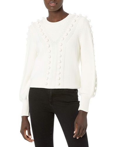 MILLY Placed Bobble Sweater - White
