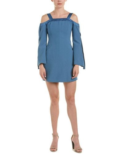 C/meo Collective Outgrown Cold Shoulder Long Sleeve Shift Dress - Blue