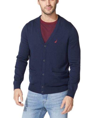 Nautica Mens Navtech Knit Cardigan Sweater - Blue