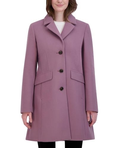 Laundry by Shelli Segal Faux Wool Coat With Notch Collar - Purple