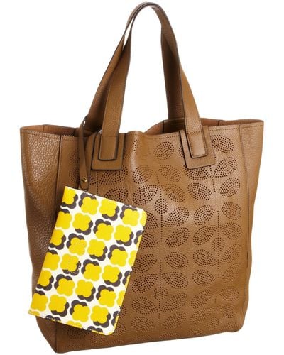 Orla Kiely Sixties Stem Punched Willow Bag - Yellow