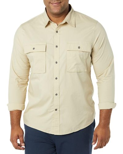 Amazon Essentials Slim-fit Long-sleeved Two-pocket Utility Shirt - Natural