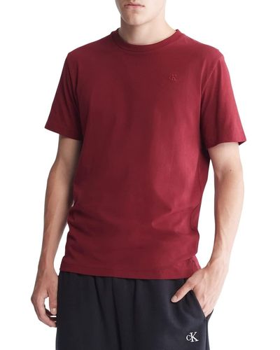 Calvin Klein Smooth Cotton Solid Crewneck T-shirt - Red