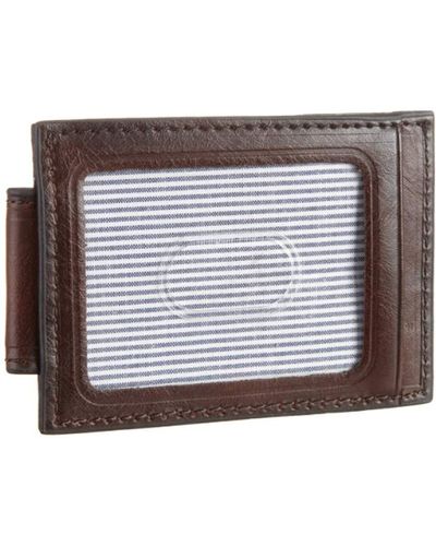 Levi's Leather Money Clip Card Id Case Holder Wallet Brown 31lv2043