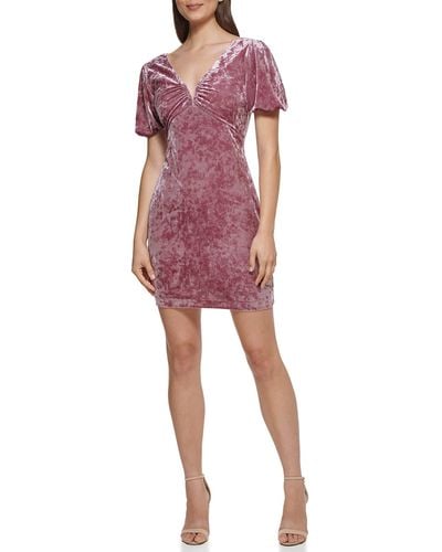Guess Dress Crushed Velvet - Red
