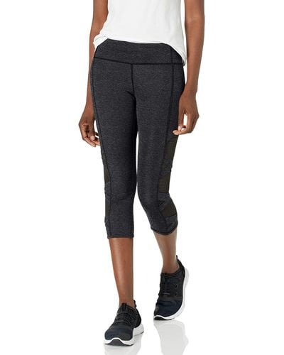 Andrew Marc Crop Legging With Mesh And Criss Cross Detail - Black