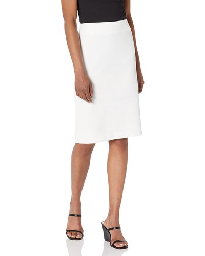 Kasper Plus Size Cb Zip Pencil Skirt - White