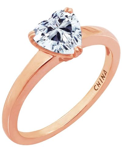 Amazon Essentials Amazon Collection Rose Gold Plated Sterling Silver Infinite Elements Cubic Zirconia Heart Solitaire Ring - Blue