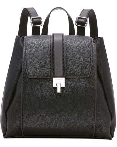 Calvin Klein Sahara Flap Turnlock Backpack - Black