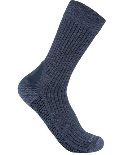 Carhartt Force Grid Midweight Synthetic-merino Wool Blend Crew Sock - Blue