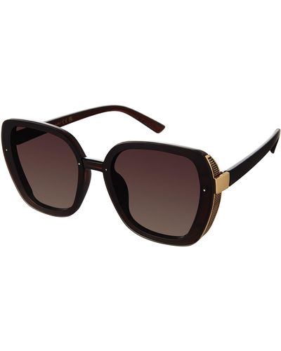 Tahari Th893 Geometric 100% Uv400 Protective Cat Eye Sunglasses. Elegant Gifts For Her - Black