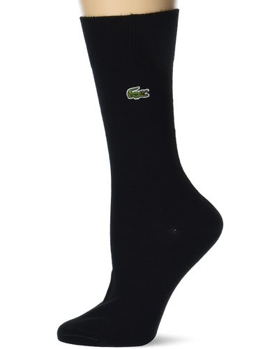 Lacoste Womens Ribbed 3 Multi Pack Solid Jersey Ankle Socks - Black