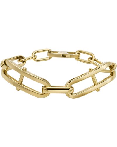 Fossil Stainless Steel Gold-tone Heritage D-link Chain Bracelet - Metallic