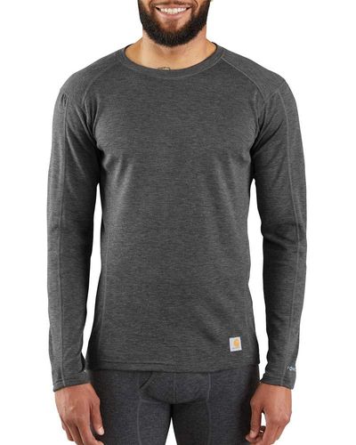 Carhartt Size Force Midweight Synthetic-wool Blend Base Layer Crewneck Pocket Top - Gray