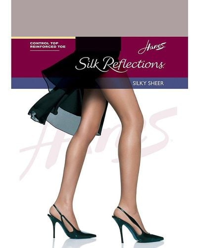Hanes Control Top Reinforced Toe Silk Reflections Panty Hose - Pink