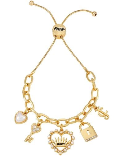 Juicy Couture Goldtone Adjustable Charm Slider Bracelet - Metallic