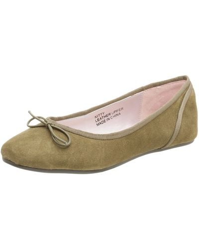 N.y.l.a. Kitty Ballet Flat,olive Suede,6 M - Multicolor