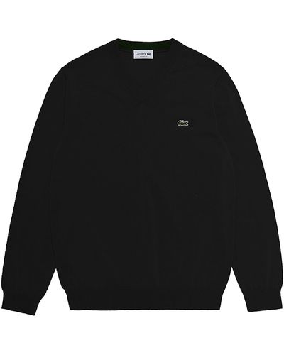 Lacoste Long Sleeve Regular Fit V-neck Organic Cotton Sweater - Blue