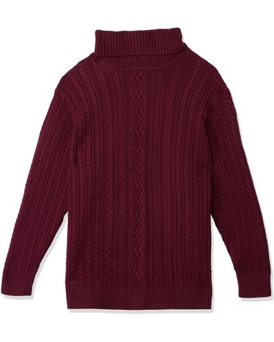 Amazon Essentials Fisherman Cable Roll-neck Sweater - Red