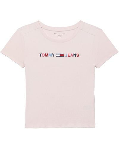Tommy Hilfiger Adaptive Cropped T-shirt With Magnetic Closure At Shoulders - Pink