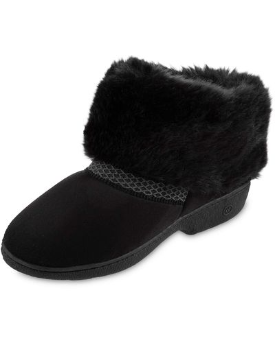 Isotoner Recycled Microsuede Mallory Boot Slipper - Black