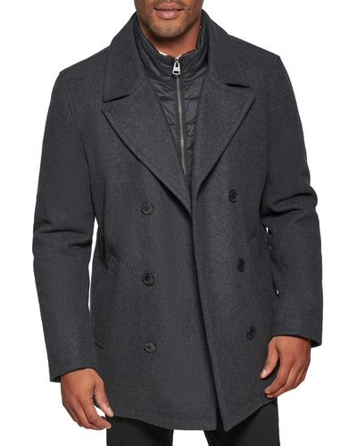Levi's Mens Wool Classic Double-breasted Wool-blend Peacoat Jacket - Black