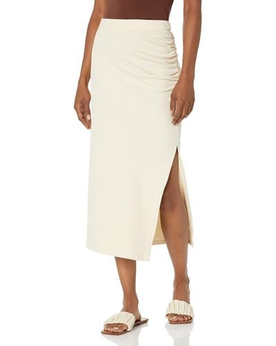Monrow Hs0071-rib Shirred Skirt - Natural
