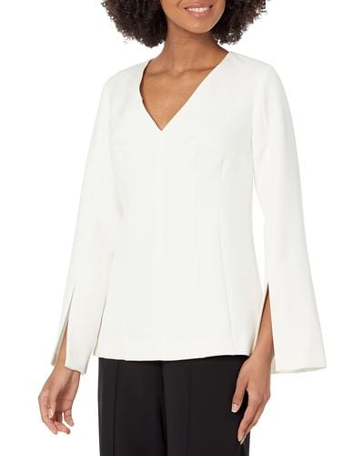 Trina Turk Suiting Top With Slit Sleeves - White