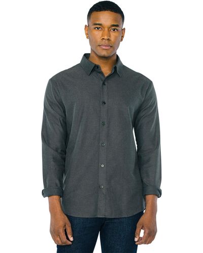 American Apparel Flannel Long Sleeve Classic Shirt - Gray