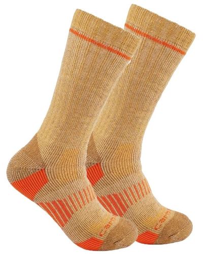 Carhartt Midweight Synthetic-wool Blend Boot Sock 2 Pack - Brown