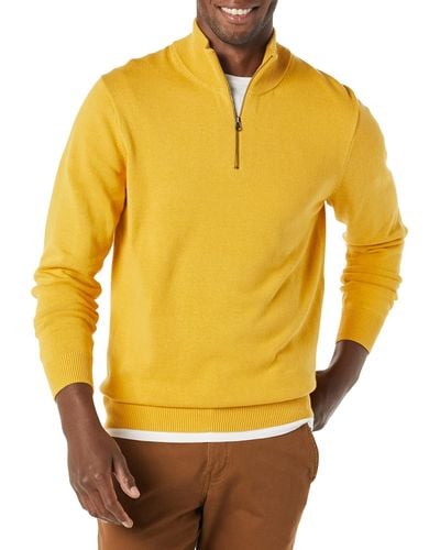 Amazon Essentials 100% Cotton Quarter-zip Sweater - Yellow