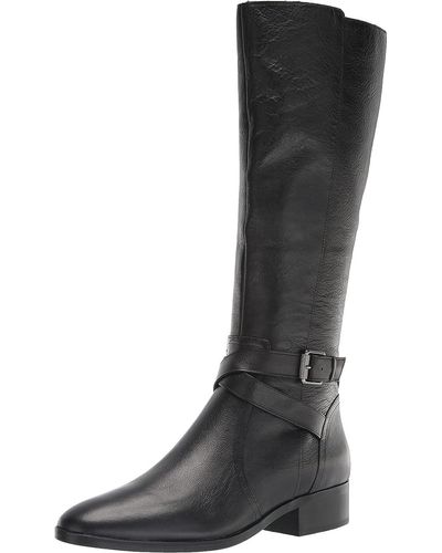 Naturalizer S Rena Knee High Riding Boot Black Leather Wide Calf 7.5 M