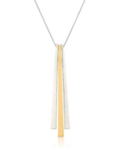 Lucky Brand Two Tone Sunray Pendant Necklace - Gray