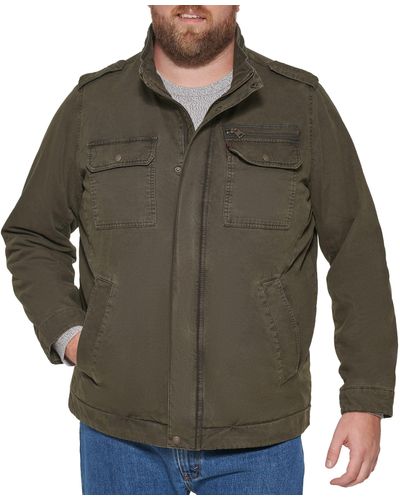 Levi's Washed Cotton Two Pocket Military Jacket Lightweight - Green