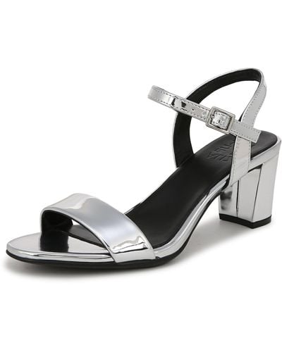 Naturalizer S Bristol Ankle Strap Block Heel Dress Sandal Silver Mirror Metallic 11 M - Black