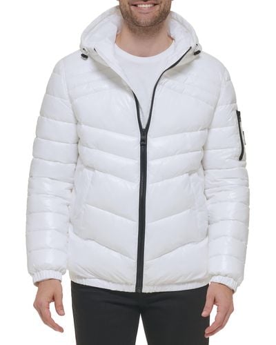 Guess Long Sleeve Midweight Hooded Puffer - Gray